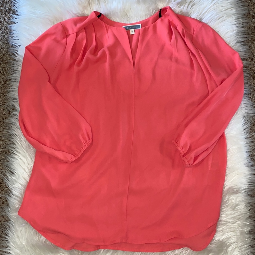 Pleione Pink and Orange Long Sleeve Blouse